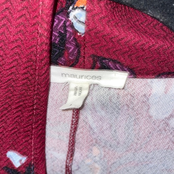 Maurice’s Maroon Open Front Floral Blazer, Large - Picture 3 of 3